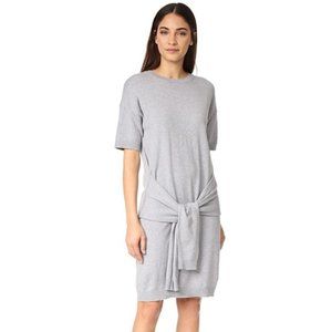 Vince Grey Cotton Knit Tie Sleeve Dress